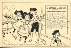 CPA Folklore Alsace Enfants La nuit quand la lune luit 