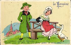 CPA Folklore Enfaants Lorraine 