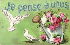 Postal Fantasia Flores Pernos pienso ustedes