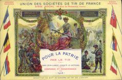 CPA Loterie Union des societes de Tir de France Pour la patrie Par le tir Militaria