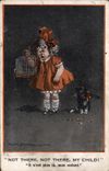 Vintage Postcard Fantasy Illustrator Child Not there not there my child Cat