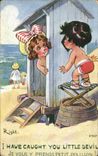 Vintage Postcard Fantaisie Illustrator Children I cuts caught you little devil Right