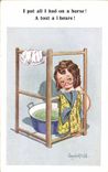 Vintage Postcard Fantaisie Illustrator Child I could Al I had one has horse Donald Mc Gill