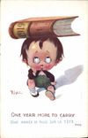 Vintage Postcard Fantasy Illustrator Right Child One year more to curry