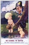 Vintage Postcard Fantasy Illustrator Children No chance to bathe