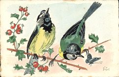 CPA Oiseaux (dessin a la main) 
