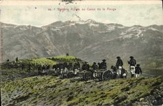 CPA Militaria Chasseurs alpins Batterie alpine au Camp de la Fauge