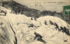 CPA Militaria Chasseurs alpins A la corde Alpinisme