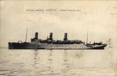 Vintage Postcard auxiliary Boat Cruiser Lutetia