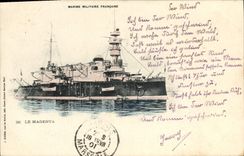 Vintage Postcard Boat Magenta