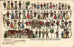 CPA Folklore Gruss aux Lothringen 