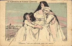 CPA Folklore Alsace Le plebiscite en Alsace 
