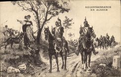 CPA Folklore Alsace Reconnaissance en Alsace Militaria Chien