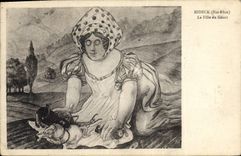 CPA Folklore Alsace Nideck La fille du geant 