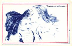 CPA Folklore Alsace Enfant Tu seras ma petite soeur