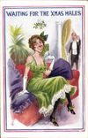 Vintage Postcard Fantasy Illustrator Woman Waiting for the Wmas males