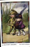 Vintage Postcard Fantasy Illustrator Child A military escort Militaria