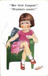Vintage Postcard Fantasy Illustrator Children Her first coupon! Cigarette Tobacco
