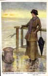 Vintage Postcards Fantaisie Illustrator Woman the days seem to me long