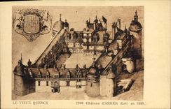Vintage Postcard the Old man Quercy Castle of Assier
