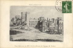 Vintage Postcard Old Avignon with 15th
