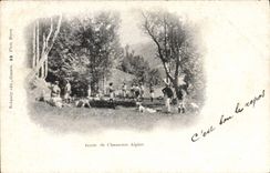 CPA Militaria Halte des Chasseurs alpins 