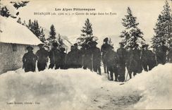 CPA Militaria Chasseurs alpins Briancon Corvee de neige dans les forts