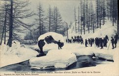 CPA Militaria Brianconnais Nos Chasseurs alpins Marches d'hiver Halte au bord de la Clairee 