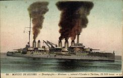 Vintage Postcard Bateau Dreadnoughts Mirabeau Cuirasse squadron has turbines