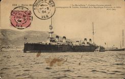 Vintage Postcard Bateau the Marseillaise Cruiser Corsair Armours accompanying Mr. Loubet President by the Republic