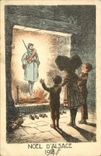 CPA Folklore Noel d'Alsace 1918 Enfants Militaria