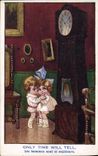 Vintage Postcard Fantasy Illustrator Children Onyl time will Tel. Clock