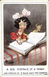 CPA Fantaisie Illustrateur Enfant A big mistake of a penny Chien 