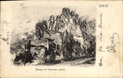 CPA Militaria Chasseurs Alpins Nice