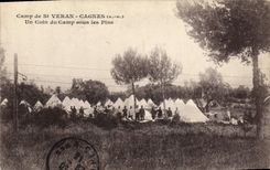 CPA Militaria Chasseurs Alpins Camp de St Veran Cagnes Un coin du camp sous les pins