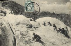 CPA Militaria Chasseurs Alpins A la corde