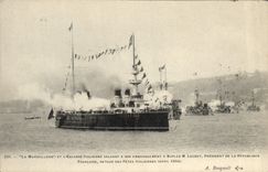 Vintage Postcard Boat the Marseillaise and the Italian squadron greeting its loading has Naples