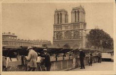 Vintage Postcard Paris secondhand booksellers of the Quay Saint Michel