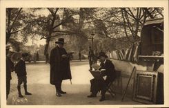 Vintage Postcard Paris Secondhand bookseller of the Quay of the Small tower