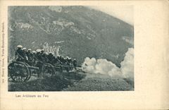 CPA Militaria Chasseurs Alpins Les artilleurs au feu