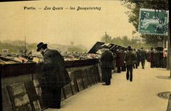 Vintage Postcard Paris Library the secondhand booksellers (chart toilee)