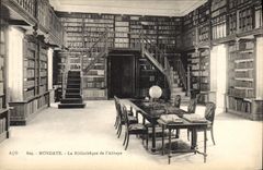 Vintage Postcard Library of the Mondaye abbey