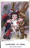 CPA Fantaisie Illustrateur Enfants Comrades in arms Fred Spurgin Militaria 