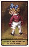 CPA Fantaisie Illustrateur Enfant Father wanted me to be a boy ! 