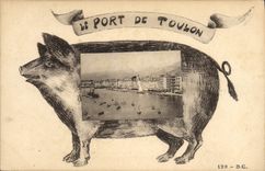 CPA Cochon Porc Le port de Toulon Bateaux 