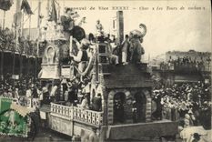 CPA Cochon Porc Carnaval de Nice XXXXI Char Les Tours de cochon 