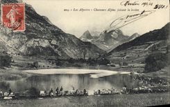 CPA Militaria Chasseurs Alpins faisant la lessive Lac alpestre 
