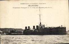 Vintage Postcard Boat Campaign the East Mangini French Destroyer of 1st rank to the auets