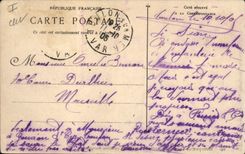 Vintage Postcard Boat Snap hook Against destroyer