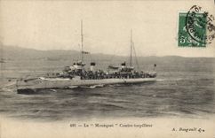 Vintage Postcard Boat the Musket Against destroyer